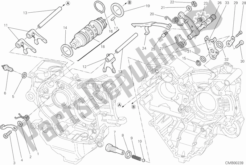 Todas as partes de Shift Cam - Garfo do Ducati Superbike 848 USA 2010